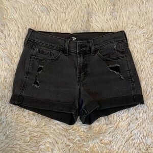 Old Navy Black Jean Shorts Distressed Rolled Cuffs